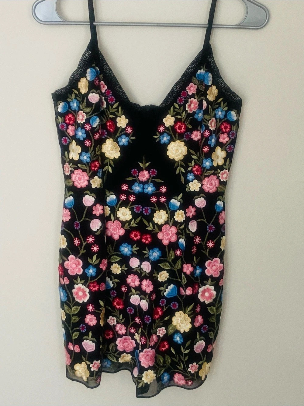 Needle & Thread Flower Foliage Playsuit Floral Mini Playsuit in Black US 4 VGC